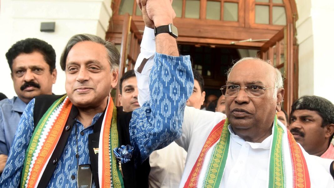 Mallikarjun Kharge and Shashi Tharoor